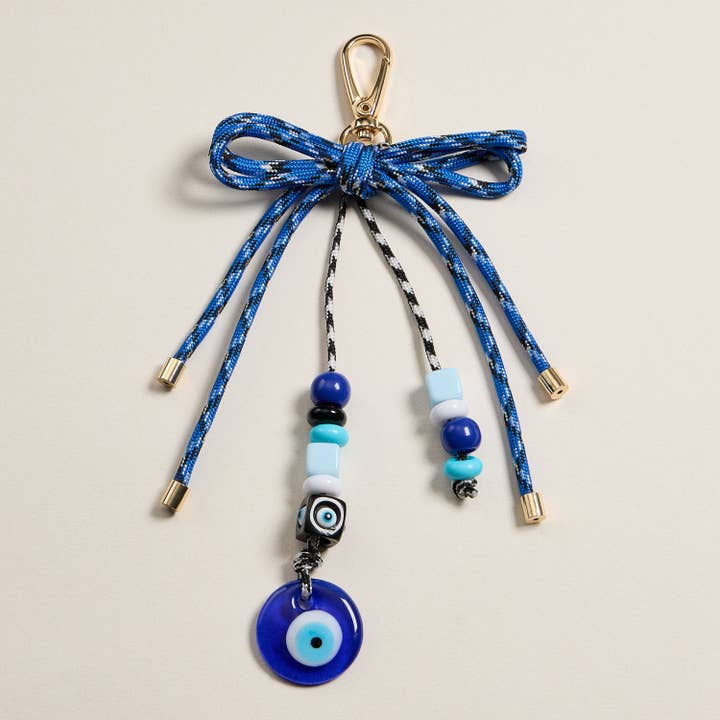 Blue Evil Eye Beaded Keychain Charm for wholesale by Frem