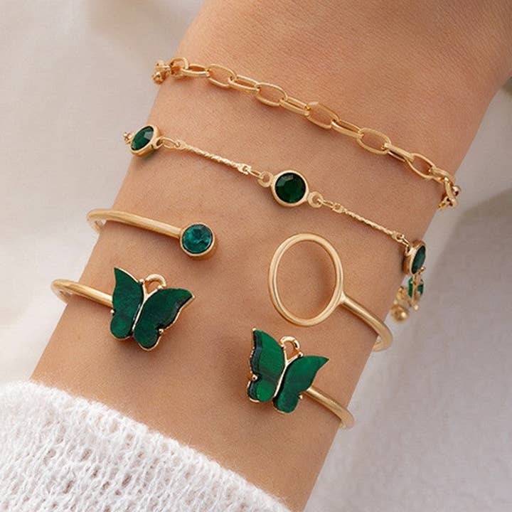 Plush Looks - Wholesale Jewelry Set - Elegant Geometric Open Bangle Set5