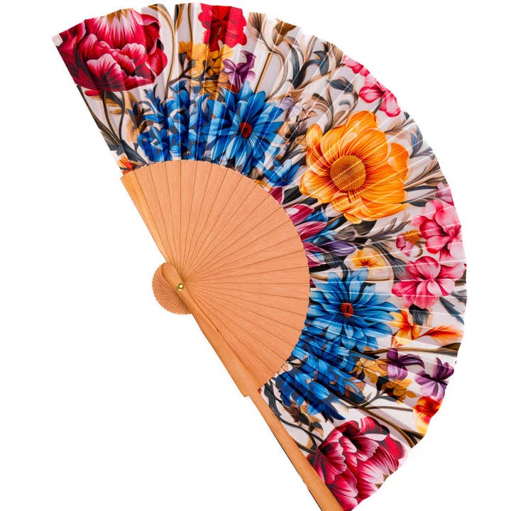 CONCHITA MENÉNDEZ - Wholesale Handheld Folding Fan - Art Nouveau wooden and silk fan. Handmade in Spain