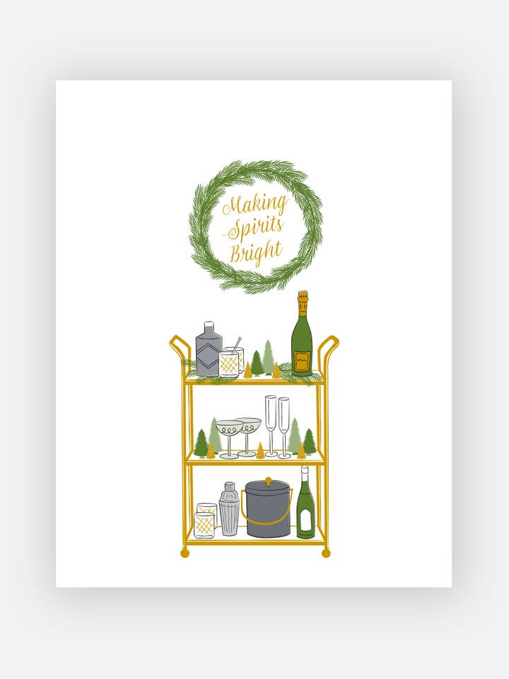 Holiday, Bright Bar Cart - Boxed Cards for wholesale by Elum Designs