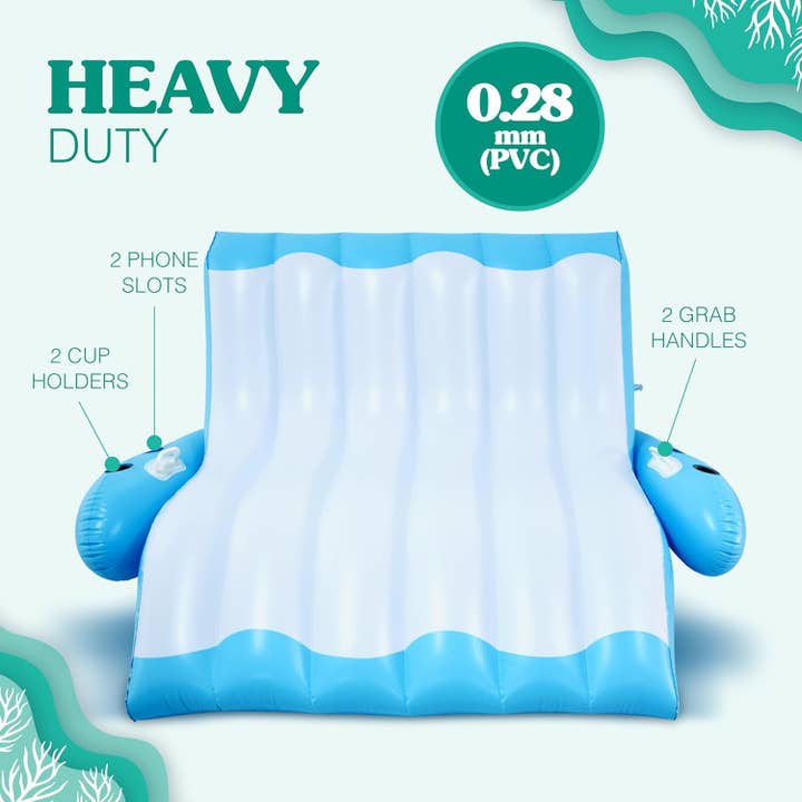 4E's Novelty - Vente Jeu gonflable - Fauteuil inclinable gonflable pour piscine pour deux personnes, superbes flotteurs de salon pour adultes et enfants4