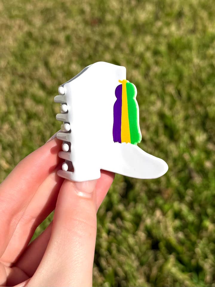 Mini Mardi Gras Boot Anpassad Kloklämma för wholesale av La Luna Belle LLC