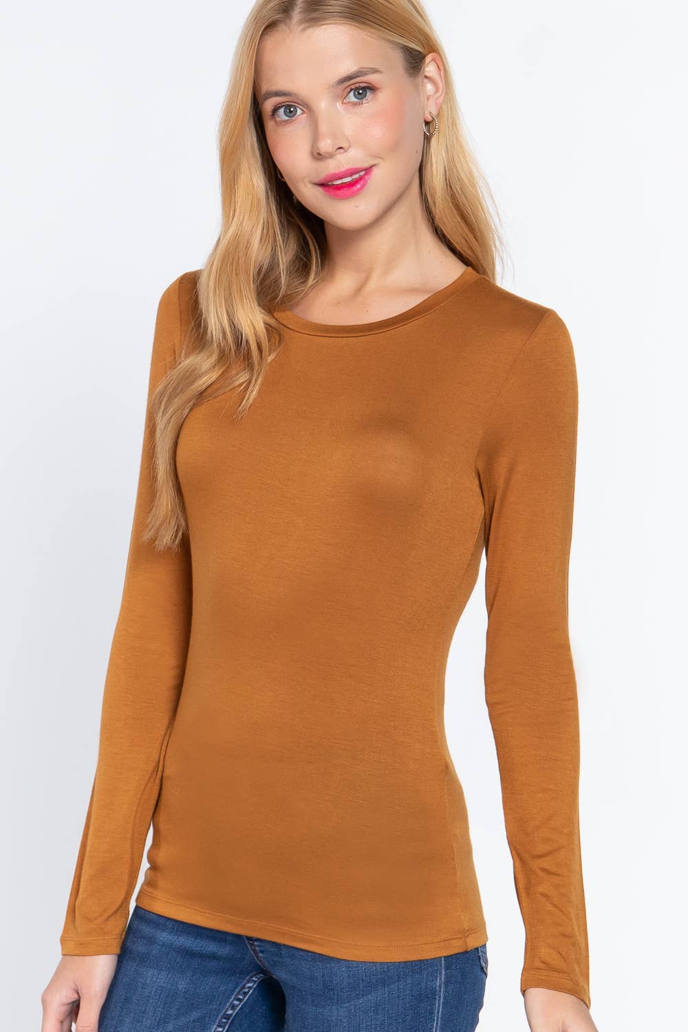 42POPS - Venta al por mayor Túnica - Mujer - ...SI-11166 TOP DE CUELLO REDONDO AJUSTADO DE MANGA LARGA4