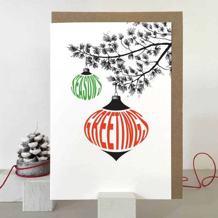 Seasons Greetings Retro Christmas Card | Holiday | Seasonal for wholesale by Purpose & Worth etc