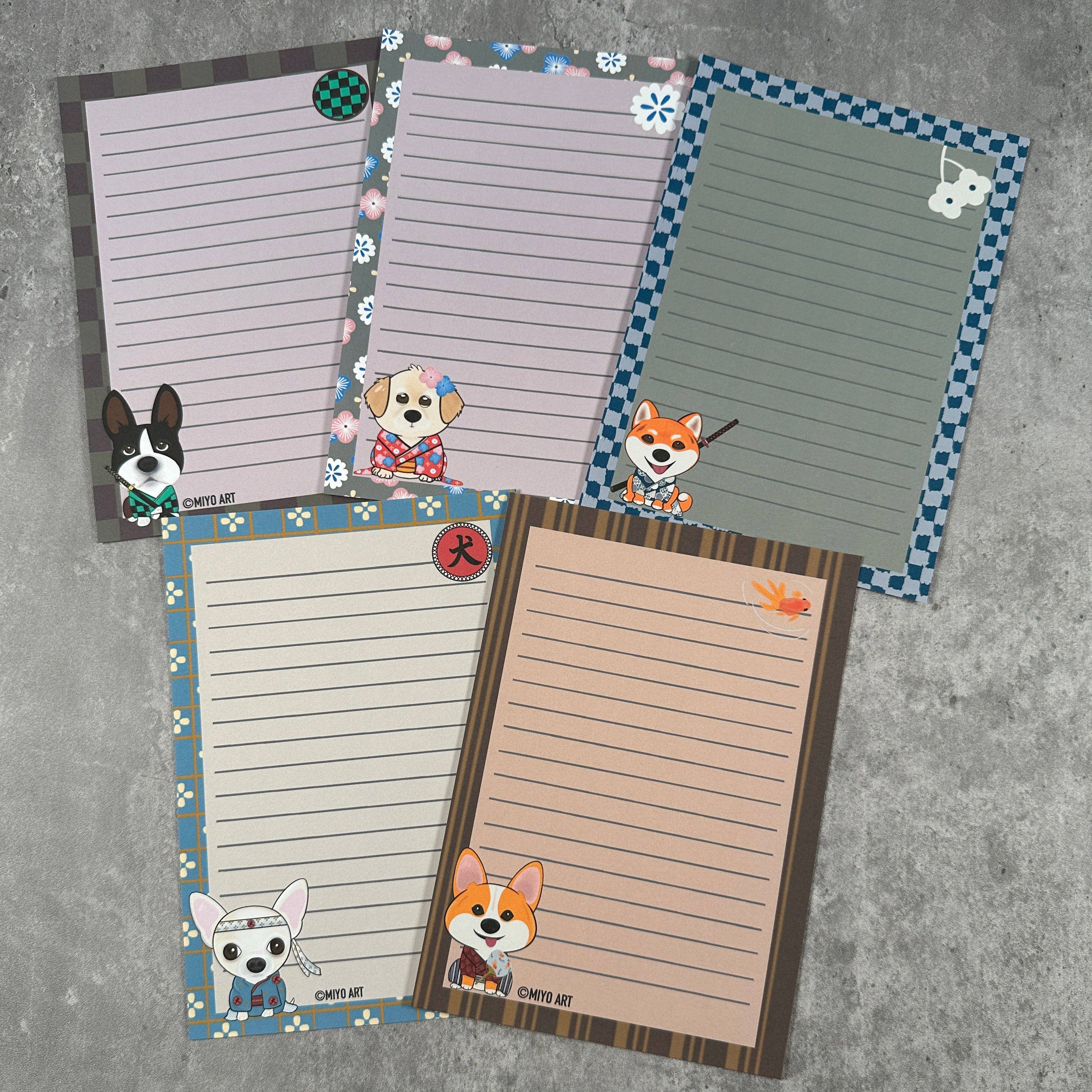 Miyo Art Design - Wholesale Stationery/Notecard Set - Pooch Posse Letter Writing Set1