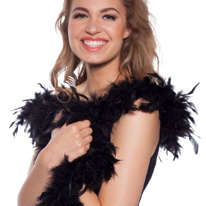Premium Black Feather Boa - 1.8m for wholesale by Folat