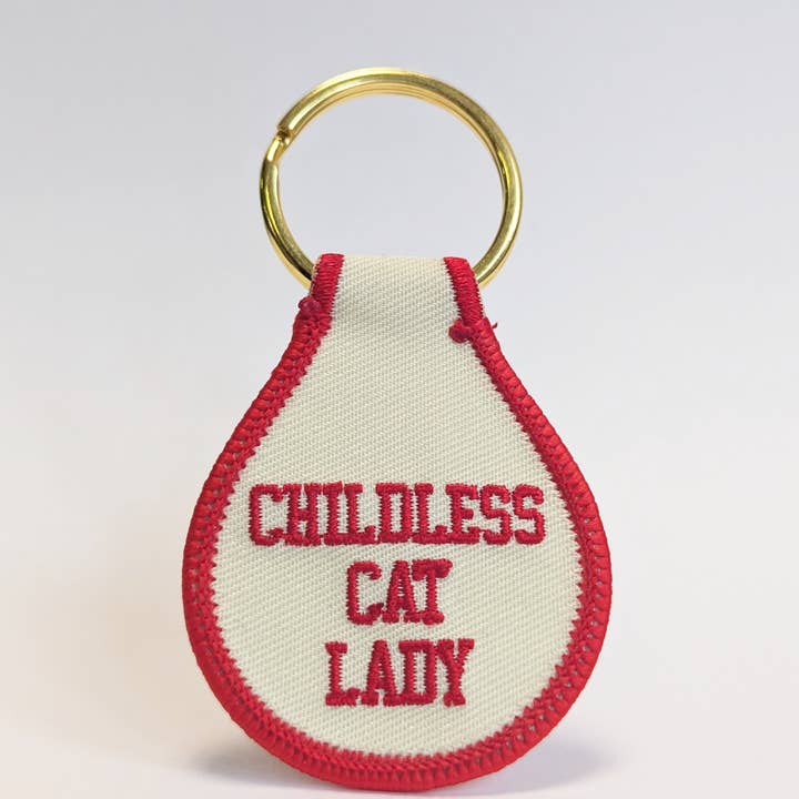 Porte-clés brodé Childless Cat Lady pour la vente par He Said, She Said