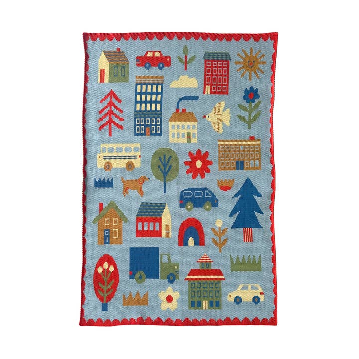 Busy Town Mini Blanket for wholesale by Molly Egan