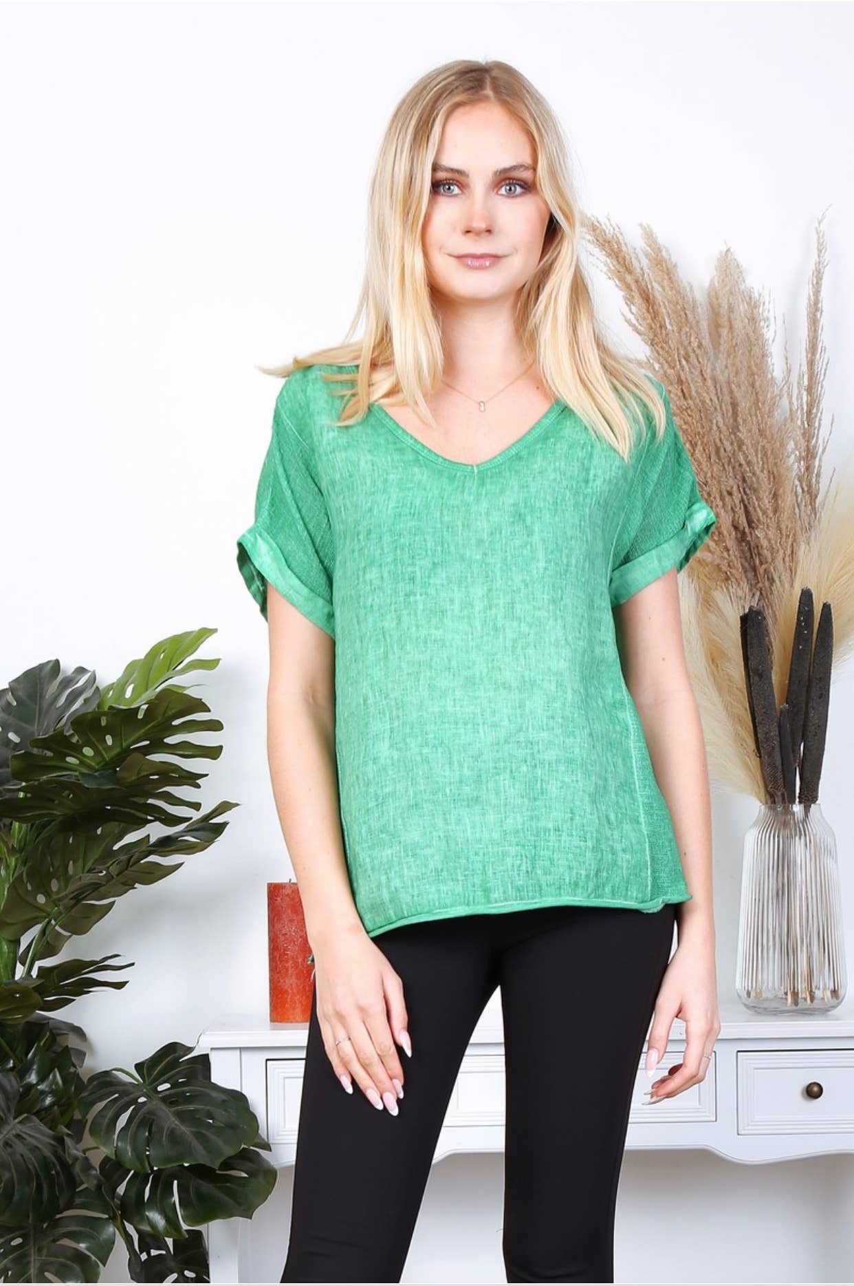 LÉA & LUC - Vente T-shirt – femme - T-Shirt texturé en 100% lin REF. 65116