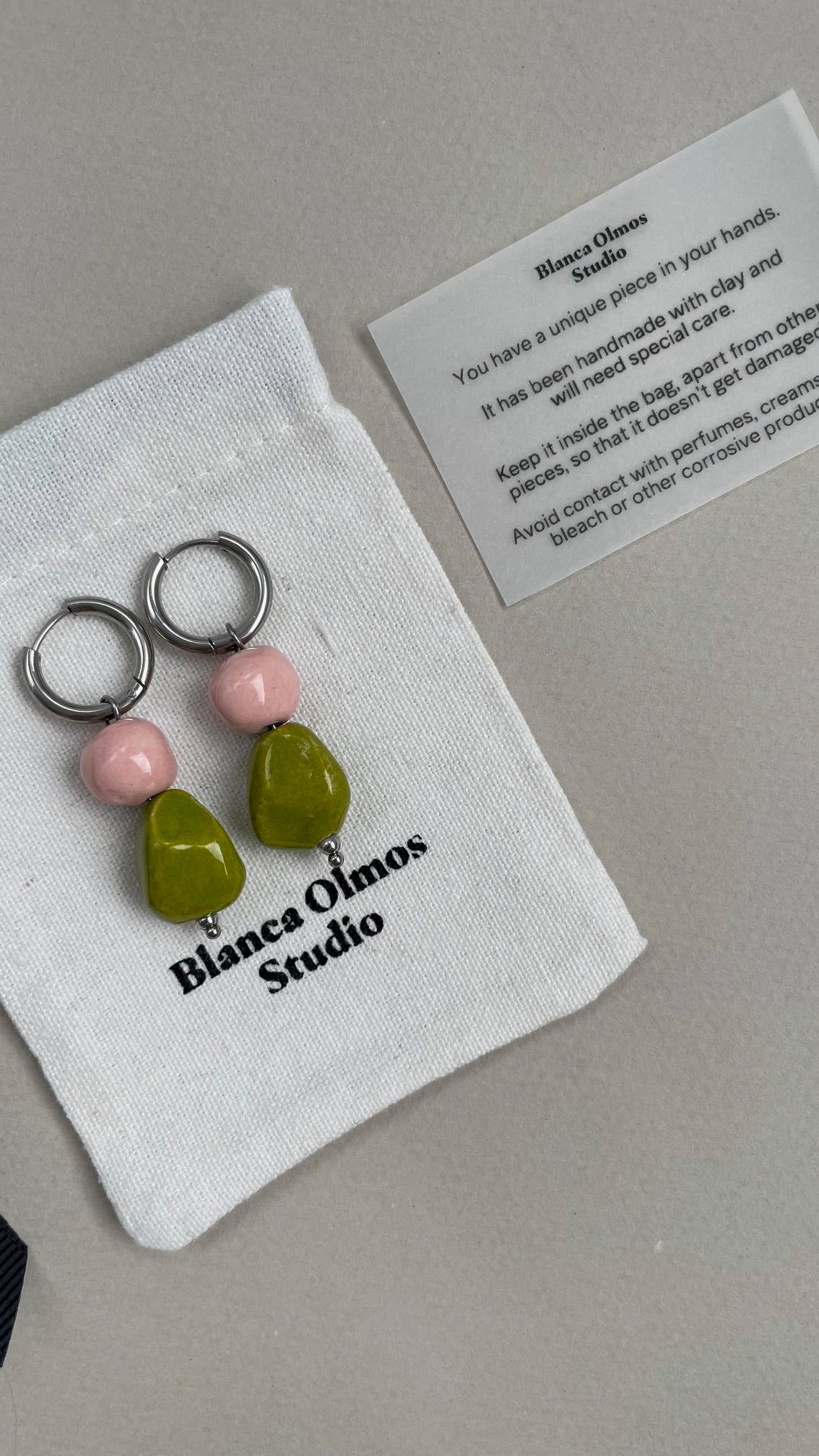 Blanca Olmos Studio - Wholesale Dangle Earrings - Lightweight ceramic earrings Fortuna hoop in various colors-New3