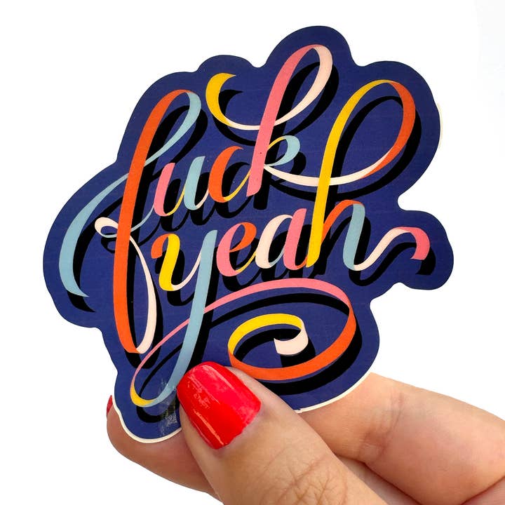 F*ck Yeah - Adesivo divertente con scritta a mano per la vendita all'ingrosso da parte di hey, alissandra