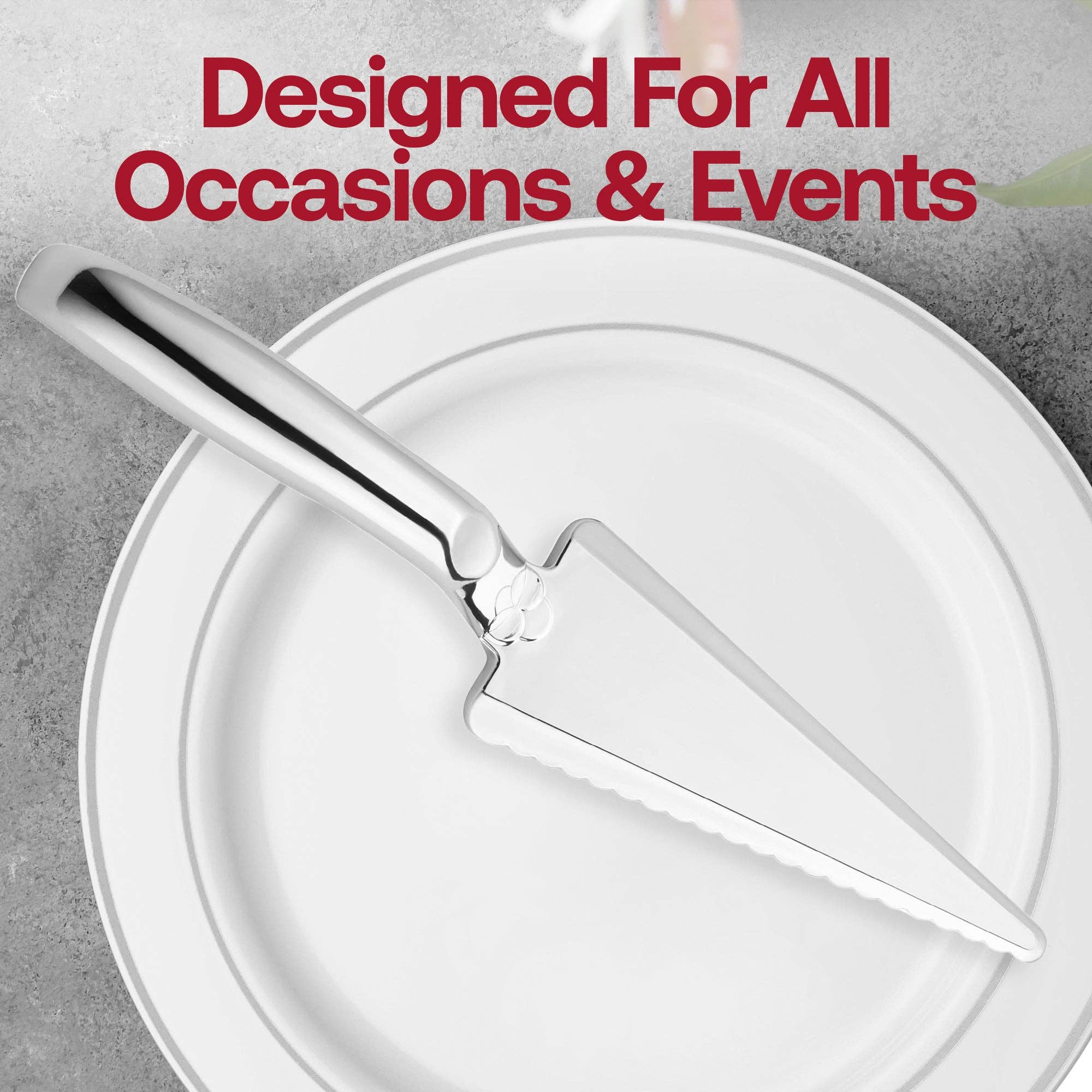 Smarty had a Party - Wholesale Disposable Servingware - Shiny Silver Disposable Plastic Cake Cutters/Lifters - 5 pcs5