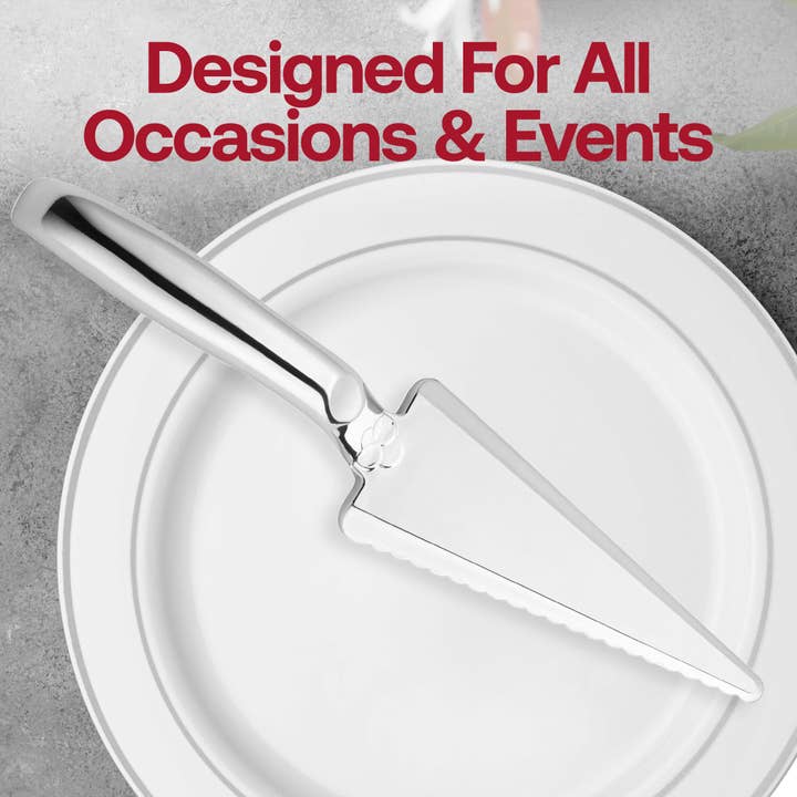 Smarty had a Party - Wholesale Disposable Servingware - Shiny Silver Disposable Plastic Cake Cutters/Lifters - 5 pcs5