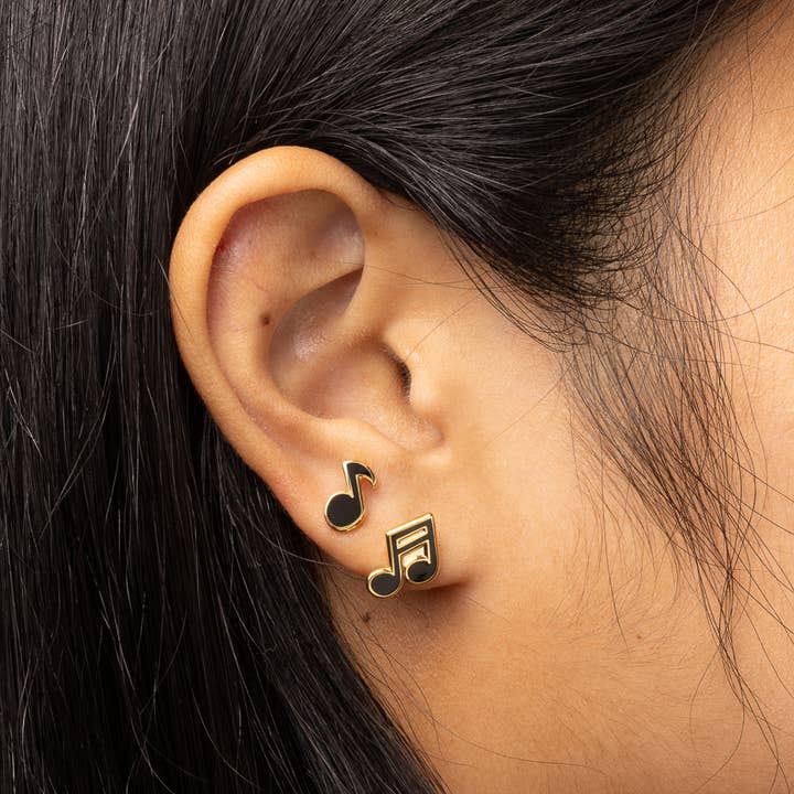 Yellow Owl Workshop - Wholesale Knopjes/oorstekers - Muzieknoot Oorbellen - Gouden Sieraad voor Muzikanten1
