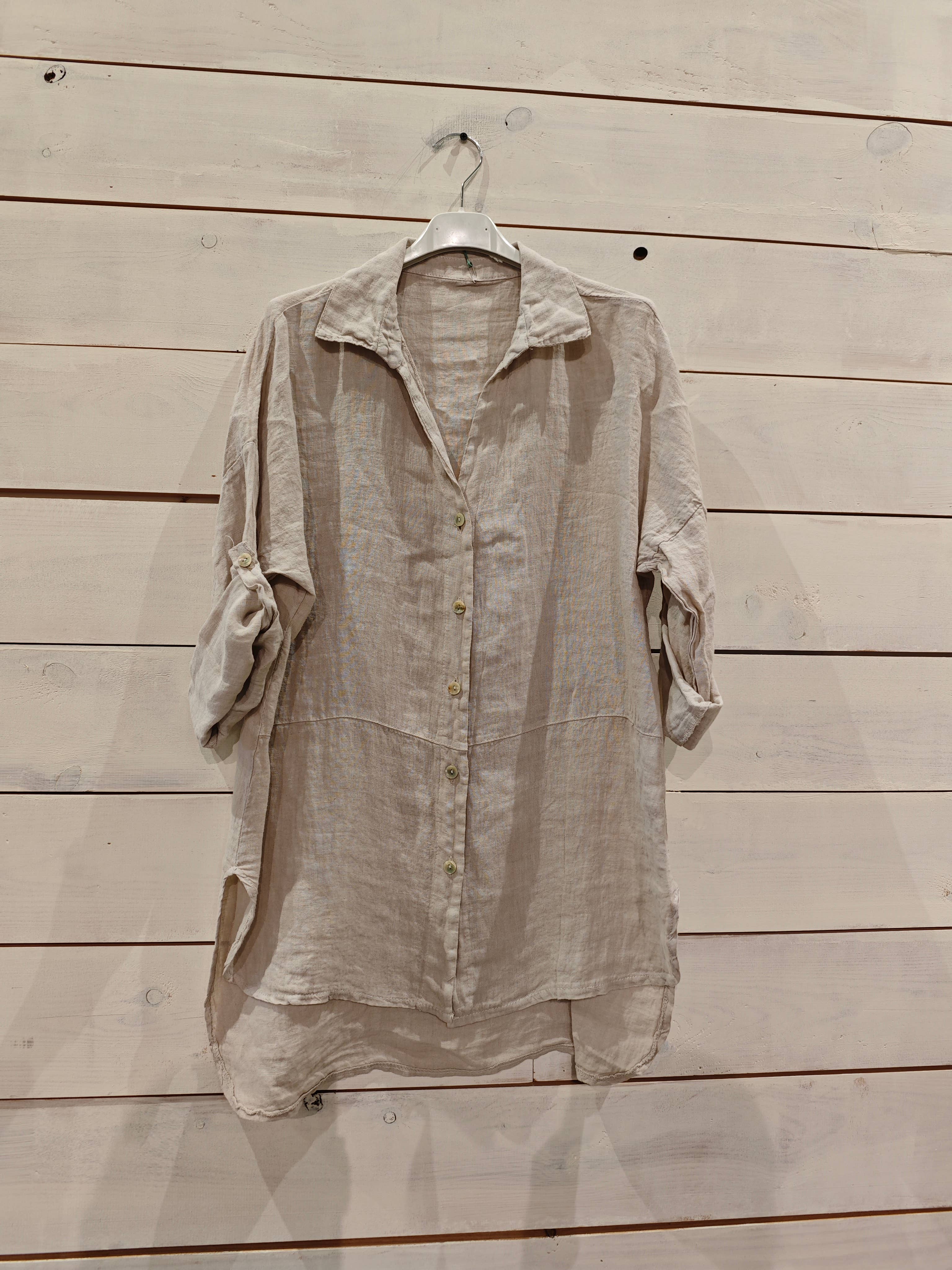 Linos y Textiles - Wholesale Button Down Shirt - Women's - REF 16827 SHORT SLEEVE 100% LINEN SHIRT1