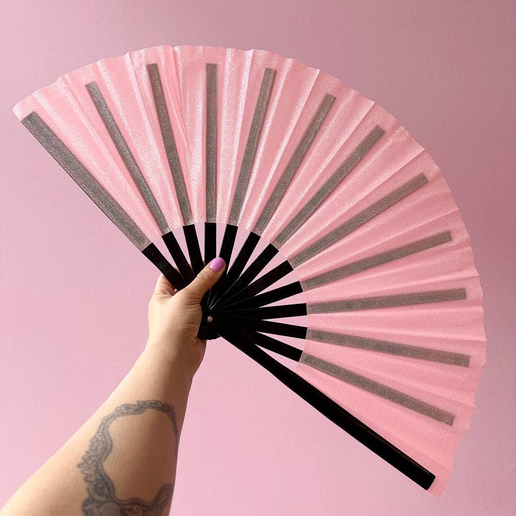 Esoteric London – wholesale Handheld folding fan – Glitter Giant Hand Fan3