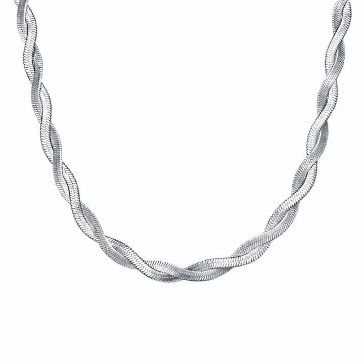 Silver Twisted Herringbone Necklace for wholesale by Animira Jewels