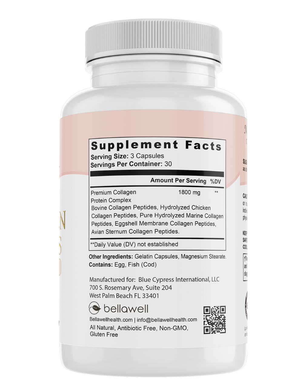 BELLAWELL – wholesale Oral supplement/vitamin – Collagen Peptides Types I, II, III, V, X1
