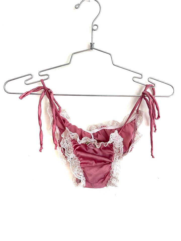 Sonnet Tie Panty in Rose Silk Charmeuse for wholesale by Clare Bare