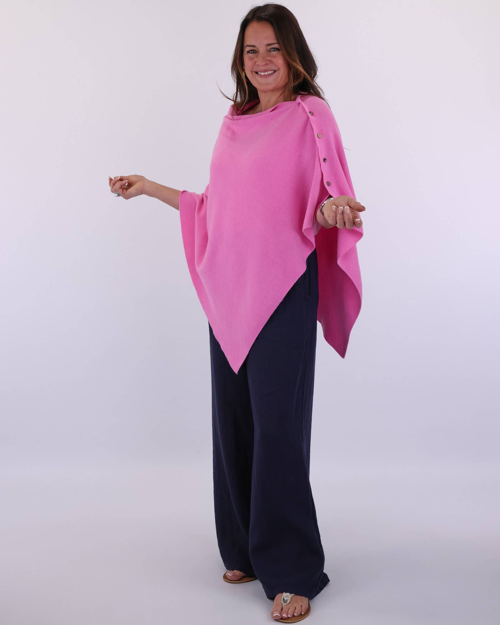 Cadenza Italy Ltd – wholesale Poncho – Women's – Summer Poncho with Buttons16