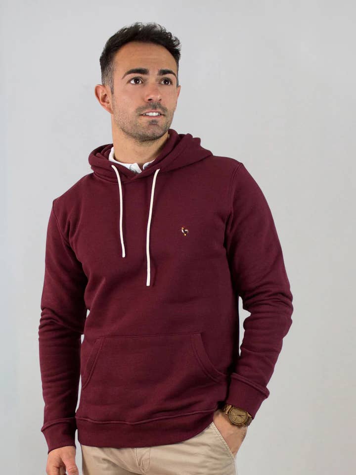 Effen bordeauxrode hoodie voor wholesale door Patadegayo