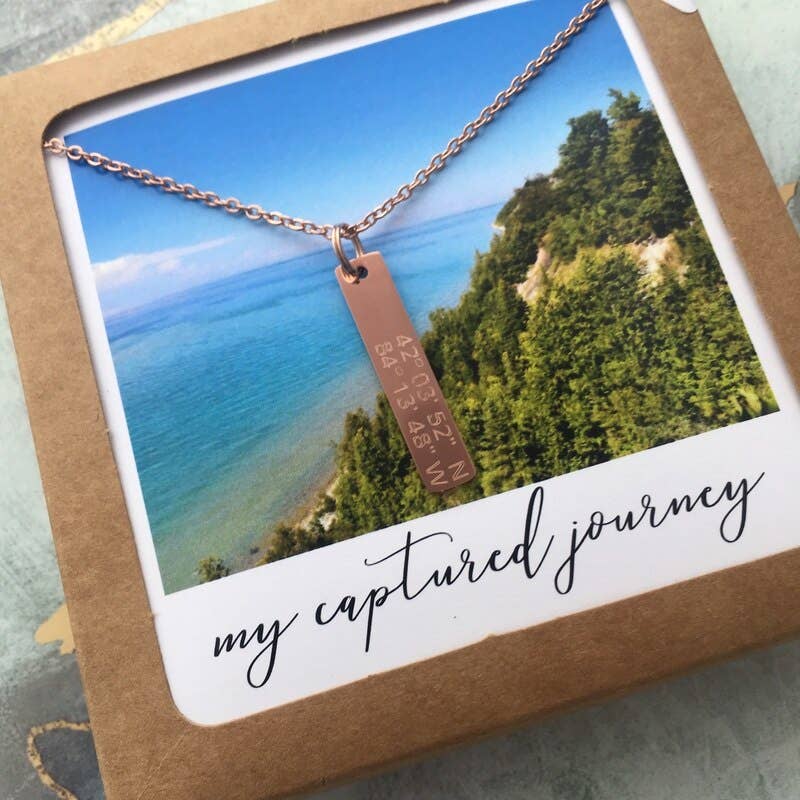 My Captured Journey - Wholesale Pendant/Charm Necklace - Custom Coordinates Vertical Bar Necklace - Name Drop1