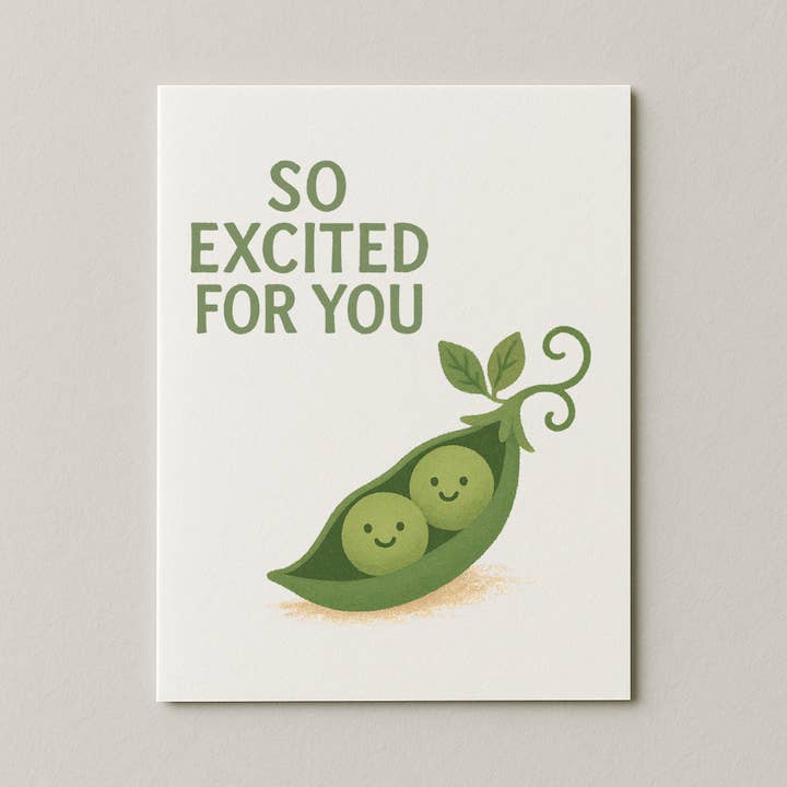 So Excited For You Twin Peas Card for wholesale by My Country Greetings