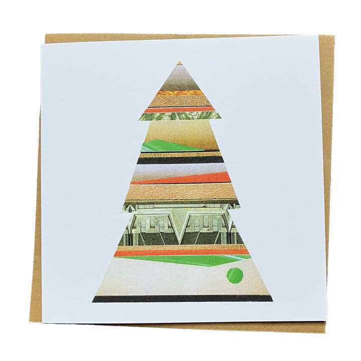 Festive Christmas Tree Card (Striped) for wholesale by Soodle Street Studio