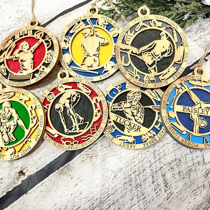 Paisley Grace Makery - Wholesale Ornament - Sports Ornaments with Icons - 2 Layer
