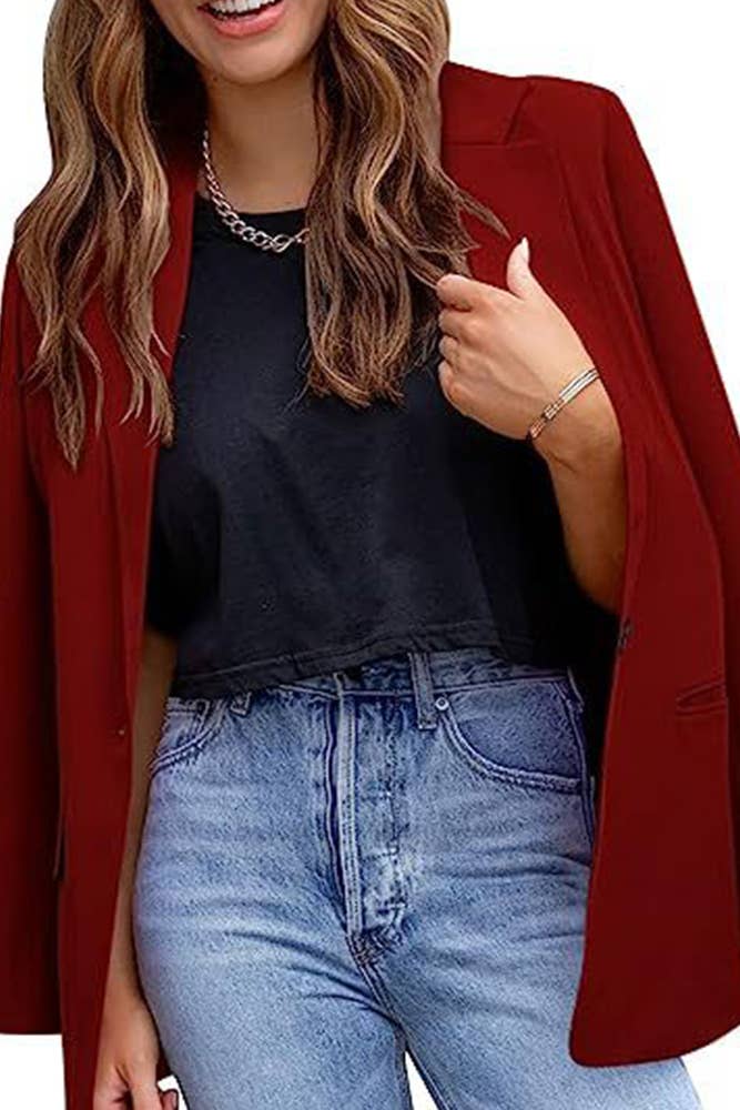 UNISHE - Wholesale Blazer - Women's - Front Open Lapel Plain Blazer ZK4614