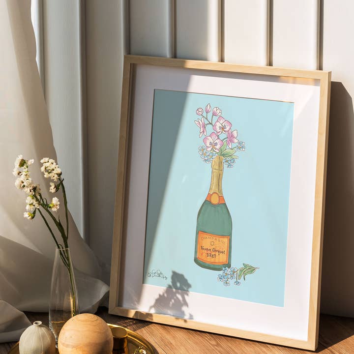 Champagne Orchid Illustrated Wall Art Print for wholesale by Cute Salute