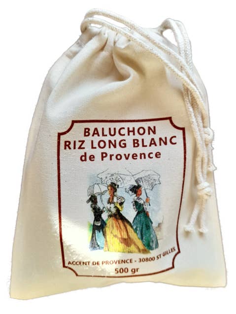 RISO BIANCO CAMARGUE IGP 500G BALUCHON ARLESIENNE COTONE BIOLOGICO per la vendita all'ingrosso da parte di ACCENT DE PROVENCE