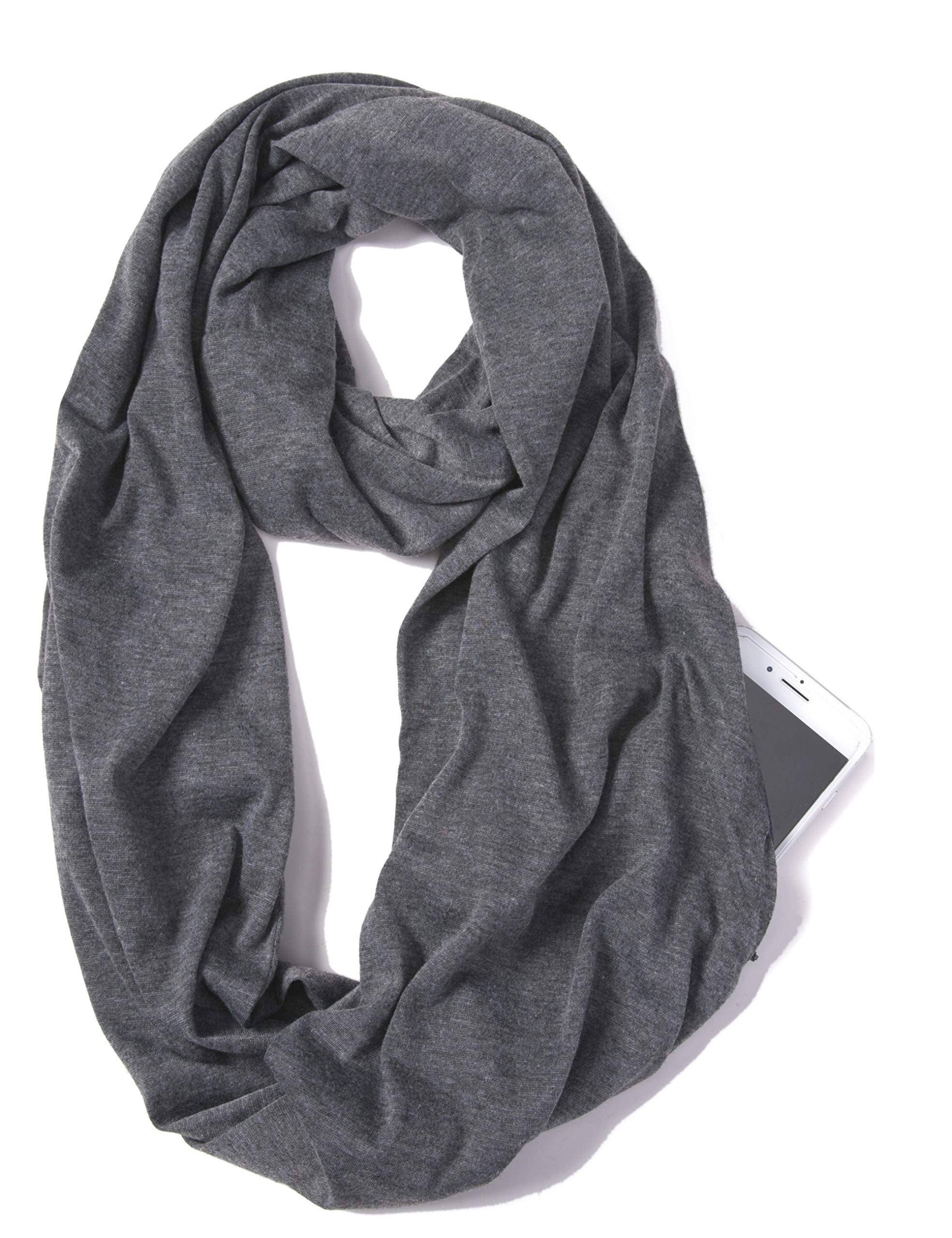 Elzama - Wholesale Scarf - Women's - ELZAMA Solid Color Infinity Scarf with Hidden Zipper Pocket5