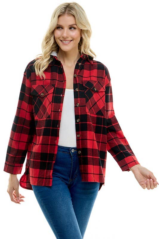 Women's oversized Plaid Shirt with Hoodies for wholesale on Faire1