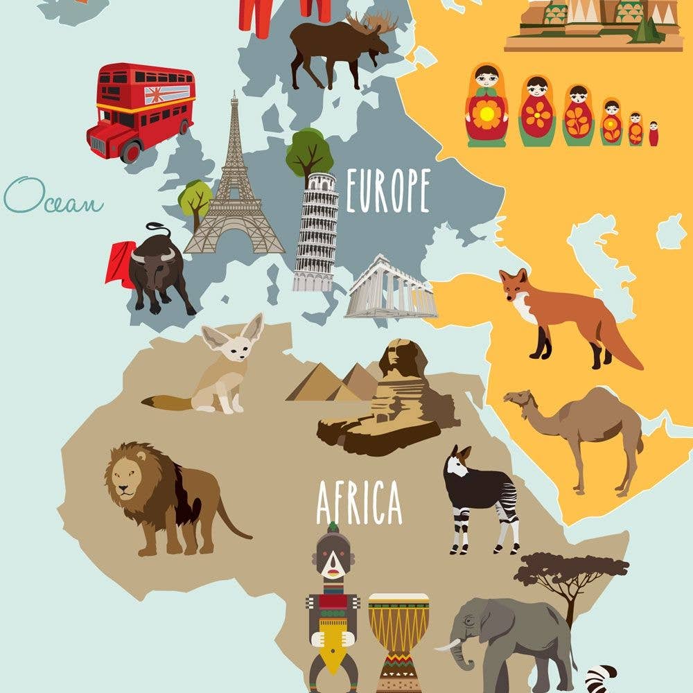 Simple Shapes - Wholesale Wall Decor - Kids & Baby - Children's World Map Poster Sticker1