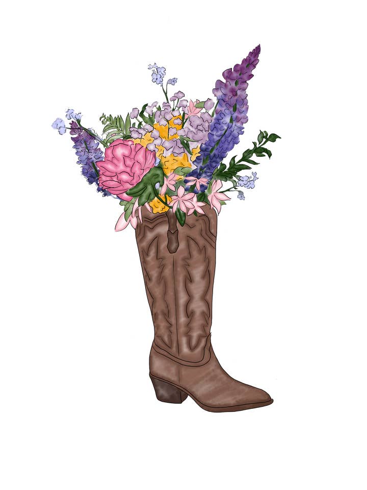Cowboy Boot w/Flowers Sticker for wholesale by Upstate Design Studio