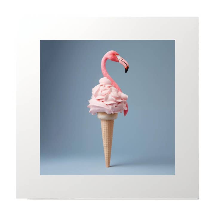 Photography Collage Flamingo Ice-cream Art Print for wholesale by Artificial Ink