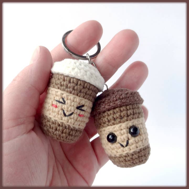 TOMOPOD LLC - Wholesale Keychain - Women's - Crochet Coffee Cup, Amigurumi Drink Toy, Tiny Coffee Cup3