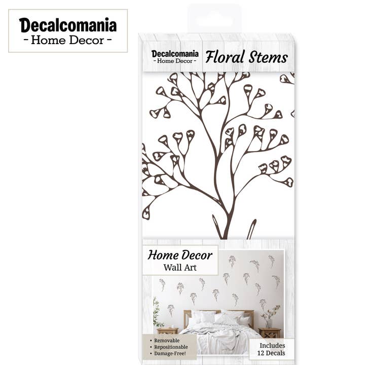 Floral Stems Home Decor Peel and Stick Wall Decals for wholesale by Decalcomania