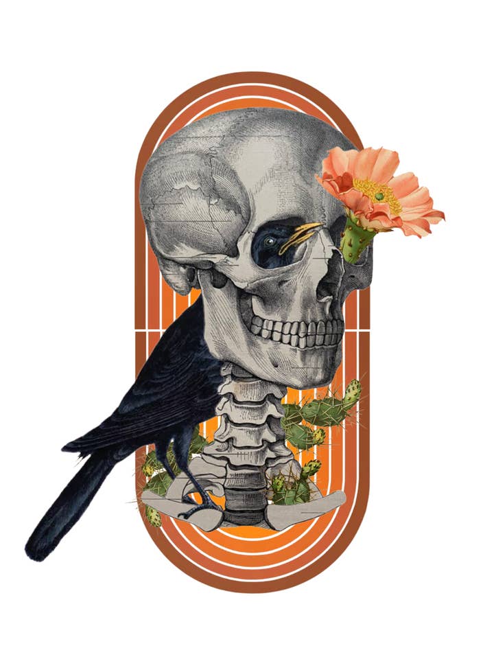 Nevermore, Vintage-inspirierter Collagen-Kunstdruck für den Großhandel von Lilbuddesigns