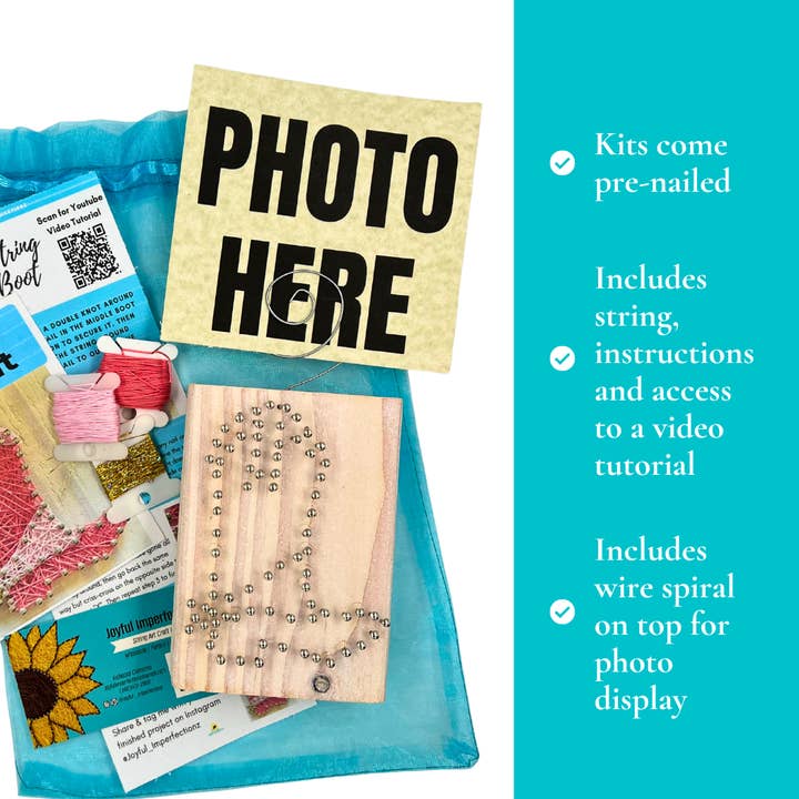 Joyful Imperfectionz - Wholesale DIY Craft Kit - DIY Pink Cowgirl Boot String Art Kit | Western Theme Craft1