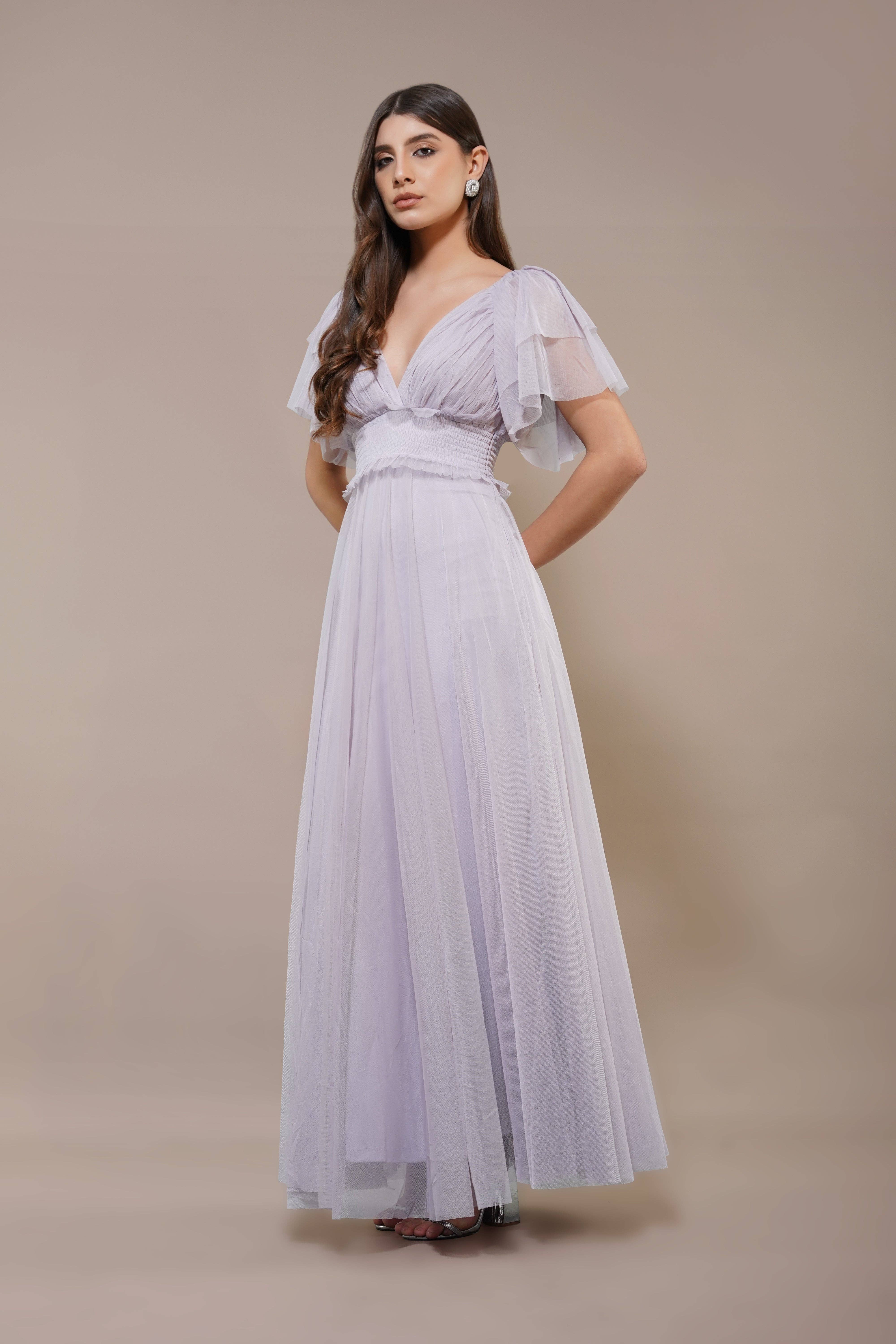 Shelby Tulle Lilac Maxi Dress for wholesale on Faire1