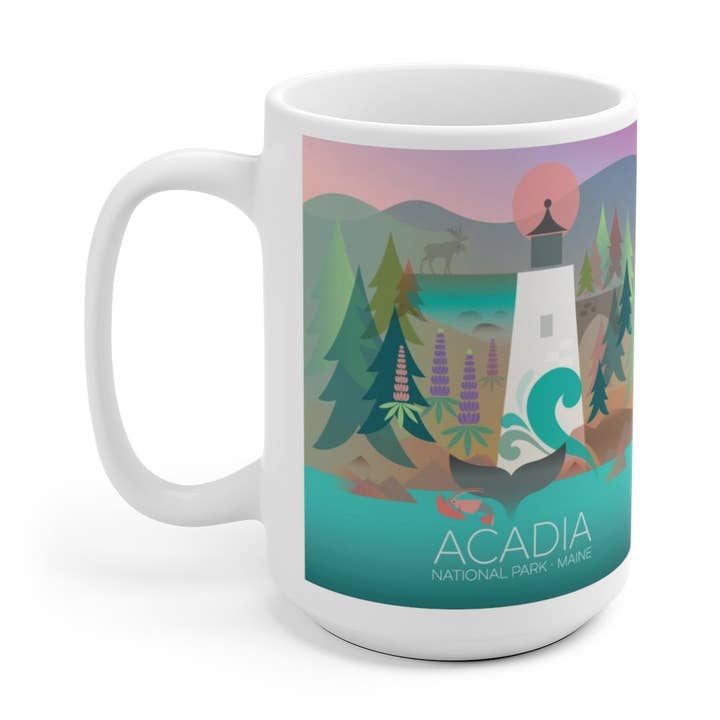 ACADIA NATIONAL PARK 15 OZ CERAMIC MUG for wholesale by Max & Oscar