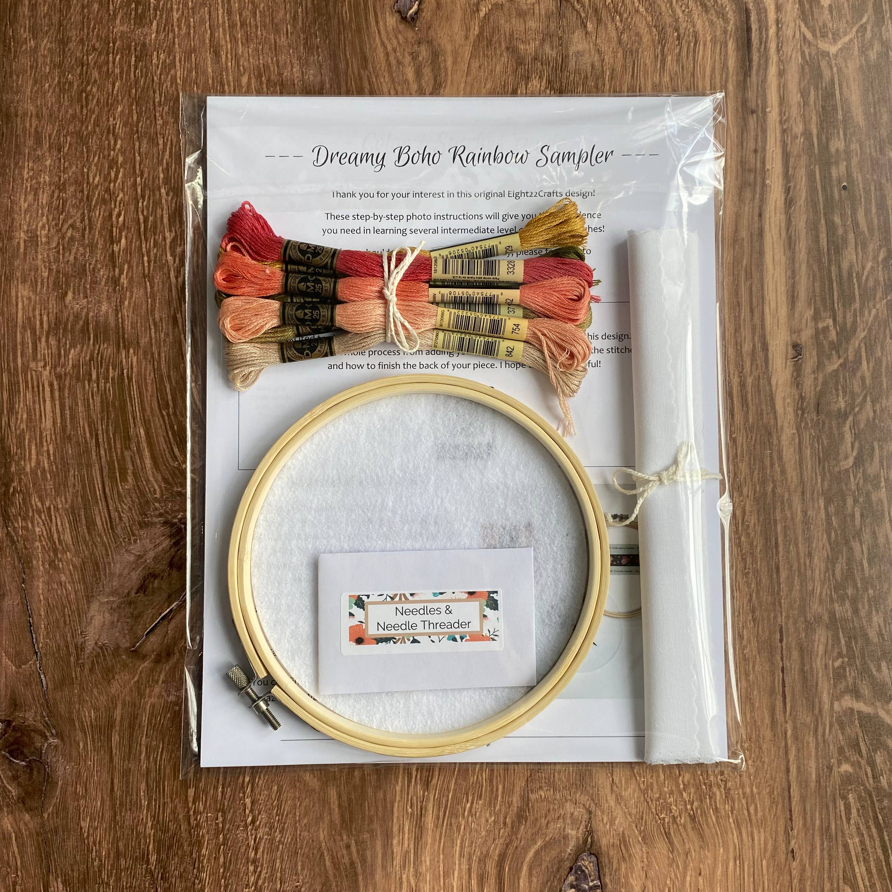 Eight22Crafts - Vendita all'ingrosso Attrezzatura per ricamo/punto croce - Kit di ricamo Dreamy Boho Rainbow Sampler, livello 23