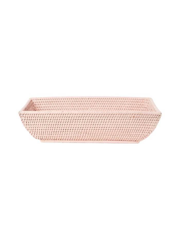 Wiltshire Long Rattan Basket in Pink for wholesale by Madame Smart Ltd