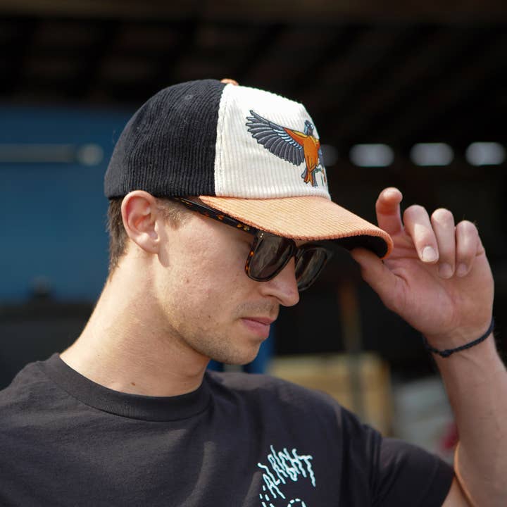 Stuntin Goods - Wholesale Flat Brim Cap - Unisex - Oriole Two-Tone Corduroy Hat1