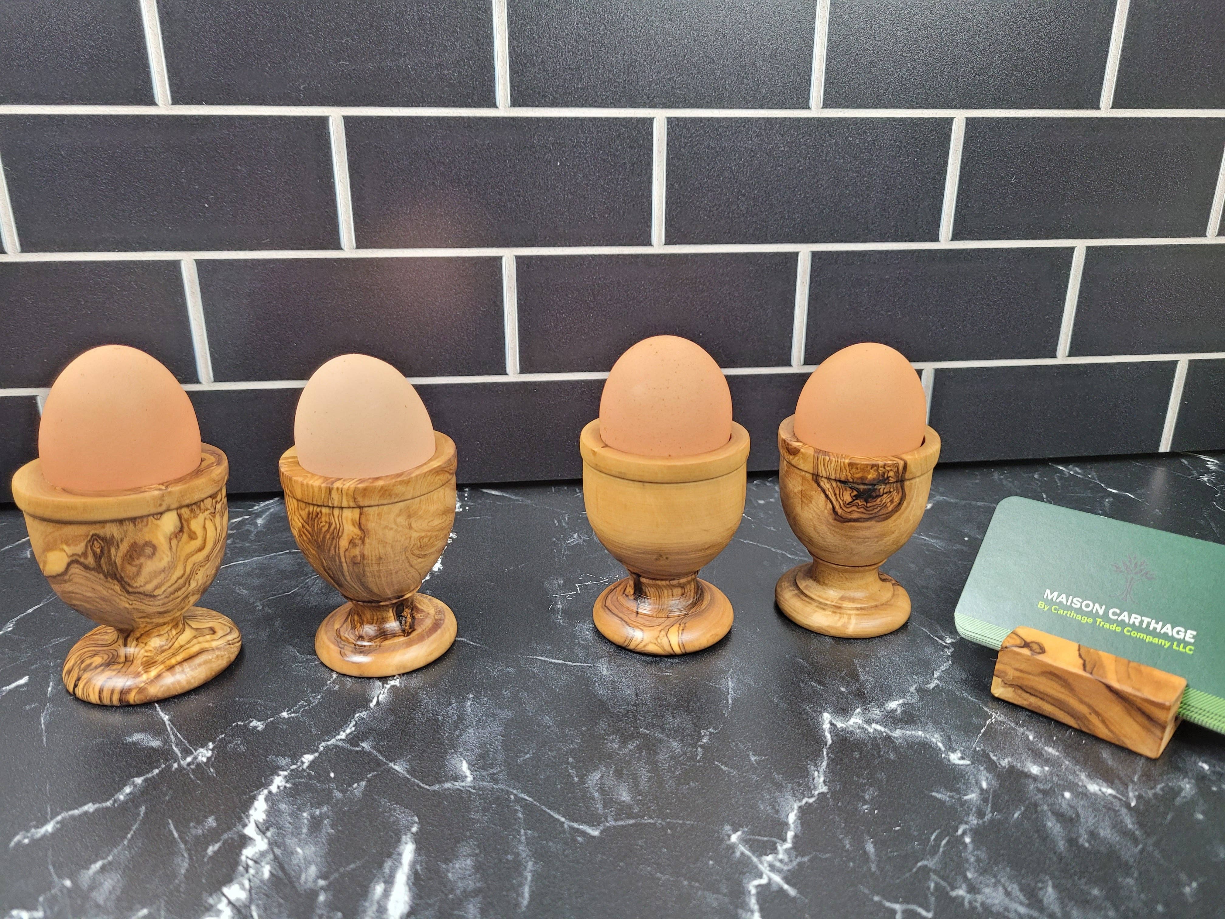 Maison Carthage – wholesale Äggkopp/-hållare – Olive Wood ägg Cup | Trä ägghållare | Uppsättning av 29
