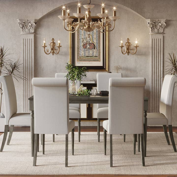 Home Design Franklin 7 Piece Dining Set, Taupe, Warm Gray/Taupe for wholesale by Home Design