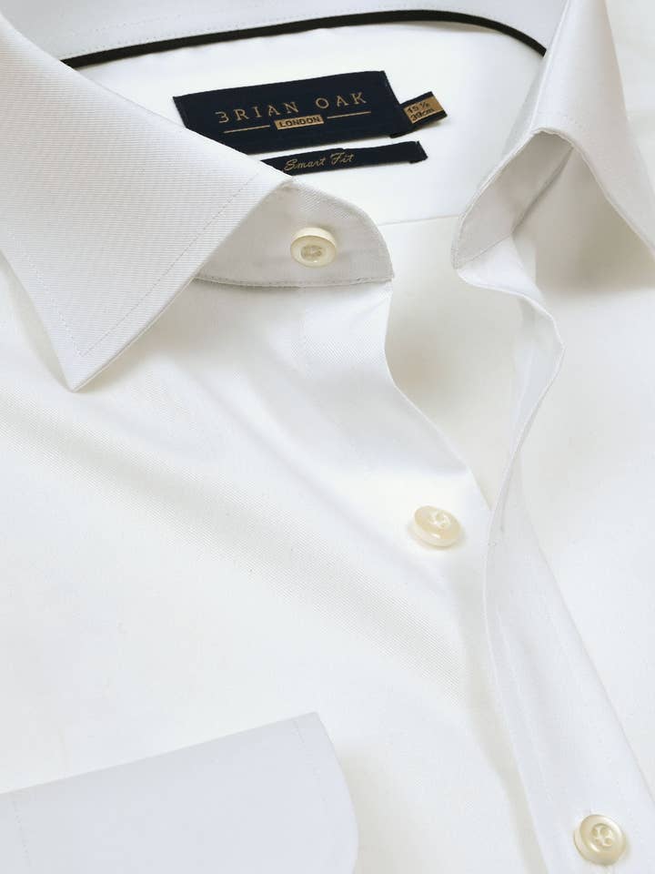 Plain White Cotton Dress Shirt for wholesale by Brian Oak Limited