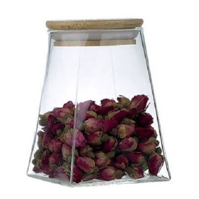 Pot triangulaire avec couvercle en bois 740ml pour la vente par AULICA